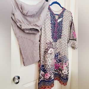 Floral Patterned Dress with Matching Shalwar
